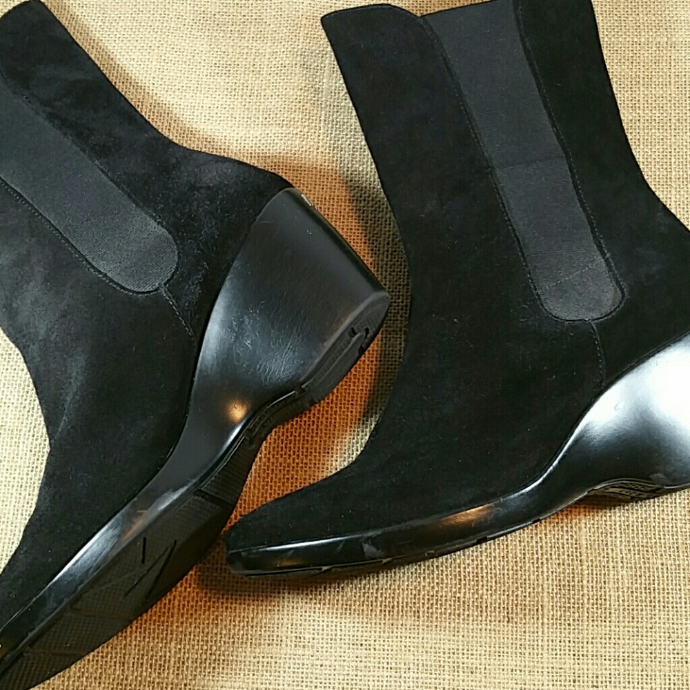 Anne Klein Suede Wedge Heel Boots